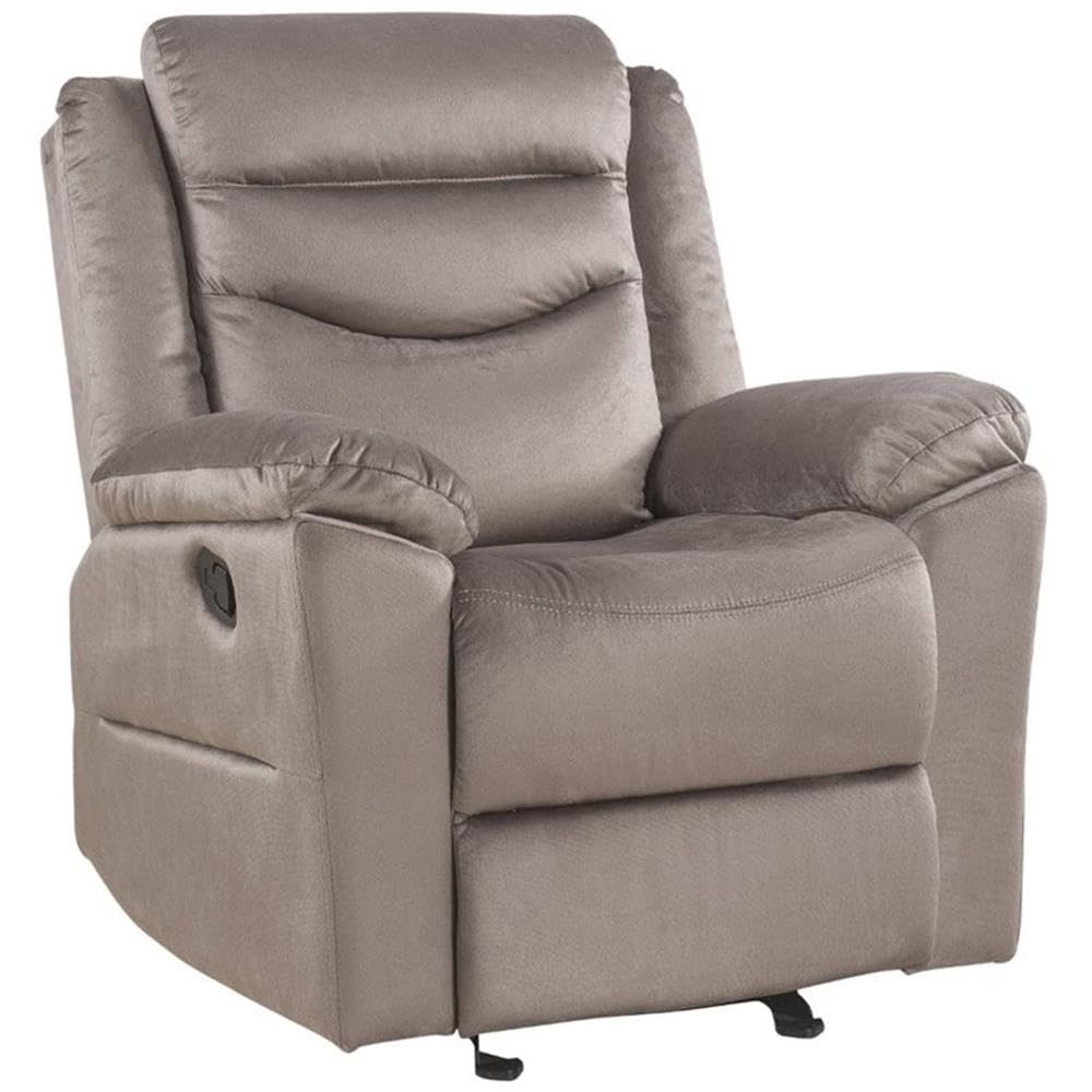 Acme Fiacre Velvet Horizontal Tufted Motion Glider Recliner in Brown