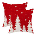 Aeioae Christmas Pillow Covers 18X18 Inch Set Of 2, Red Christmas Tree Snowflake Decorative Throw Pillow Covers Outdoor Farmhous