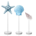 3 Pieces Summer Beach Ocean Theme Ornament Tabletop Nautical Coastal Decoration for Home Rustic Wooden Table Sign Tall Standing 