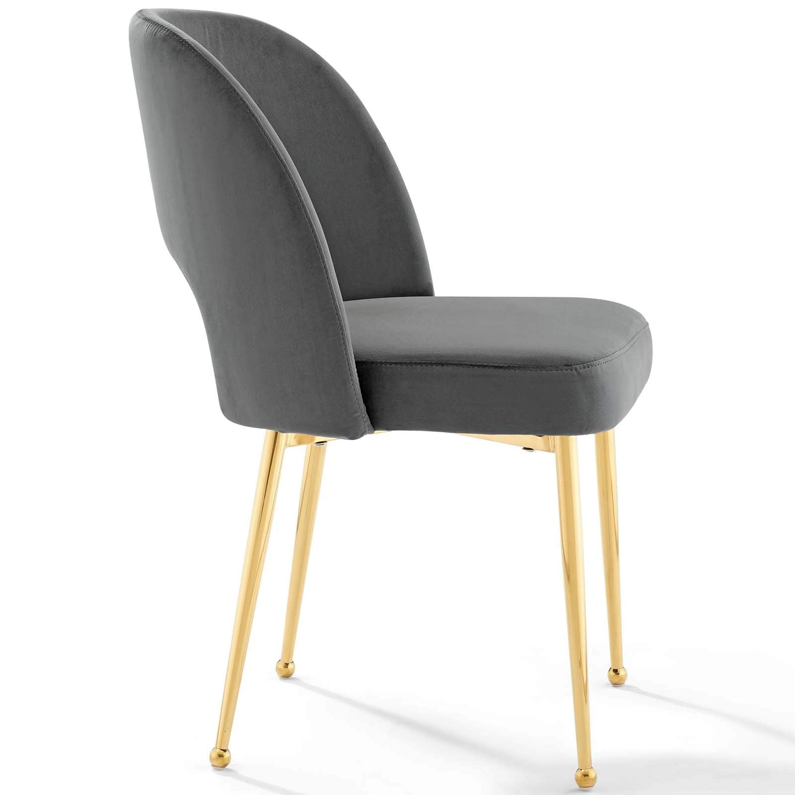 Modway Rouse Performance Velvet Dining Side Chair In Charcoal