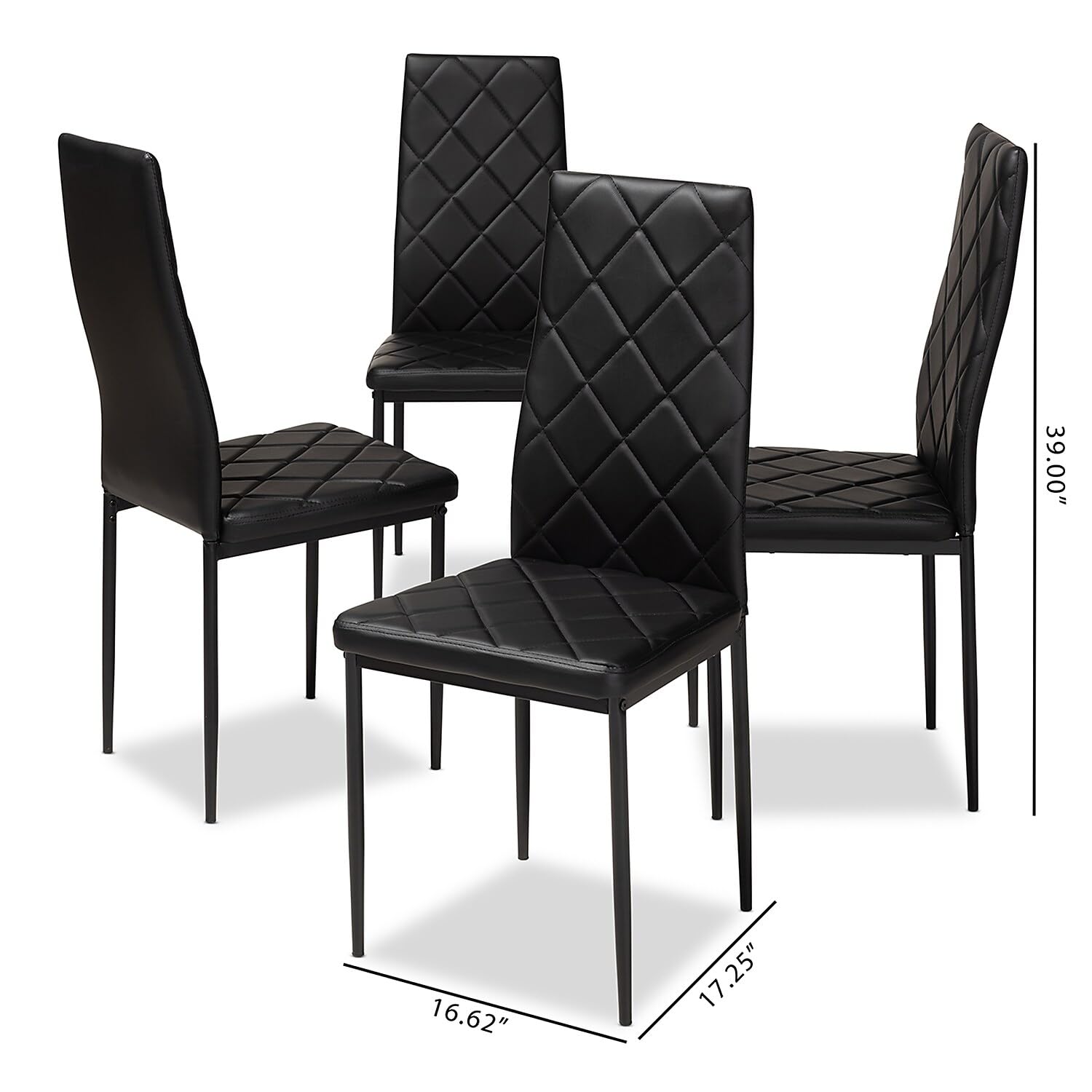 Baxton Studio Blaise Modern Faux Leather Dining Chair, Black, 4/Pack (146-4P-8781-HiT)