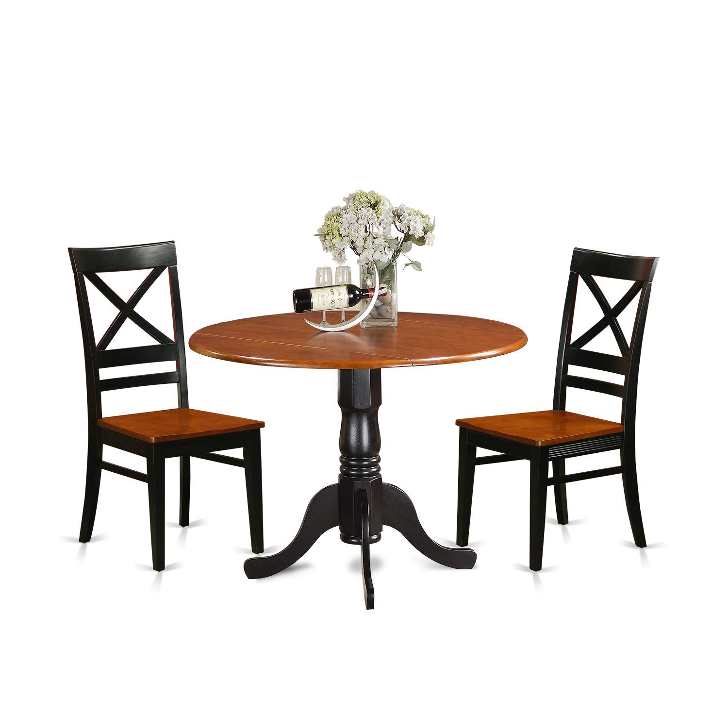East West Furniture Dlqu3-Bch-W 3 Pc Kitchen Table Set-Dining Table And 2 Wooden Kitchen Chairs