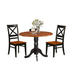 East West Furniture Dlqu3-Bch-W 3 Pc Kitchen Table Set-Dining Table And 2 Wooden Kitchen Chairs