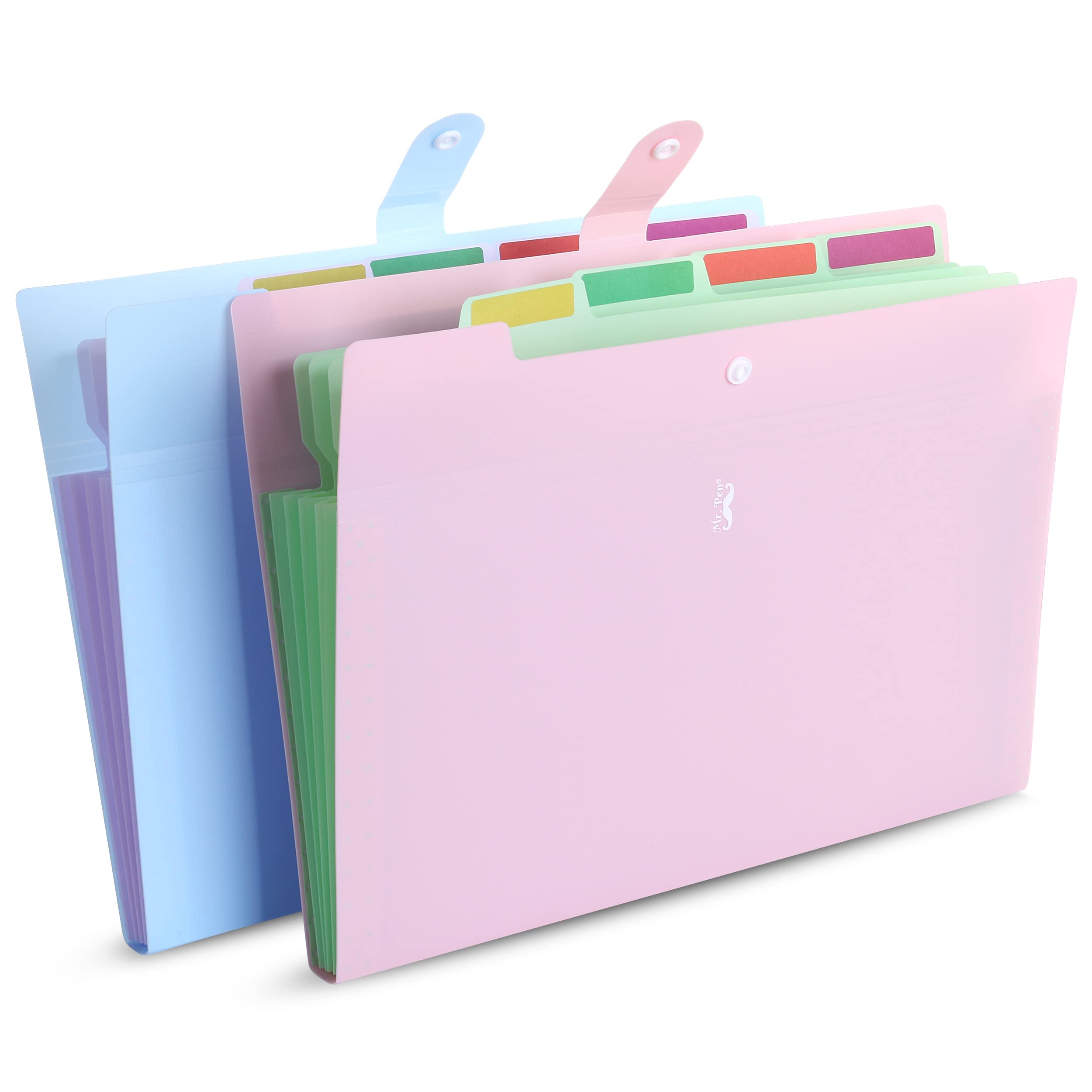 Mr. Pen Expanding File Folder, 2 Pack, 5 Pocket, Accordion Folder With Labels, A4/Letter Size, Waterproof And Tearproof