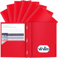 Vivin 12-Pack Sturdy Plastic Folders With Pockets, 2-Pocket Poly File, Plastic Folders With 3 Prongs Fasteners, Fits 8.5 * 11 Le