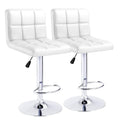 KaiMeng Bar Stools Modern Square Counter Height Barstool 22 to 33 PU Leather Swivel Adjustable Stool with Back Set of 2 for Kitc