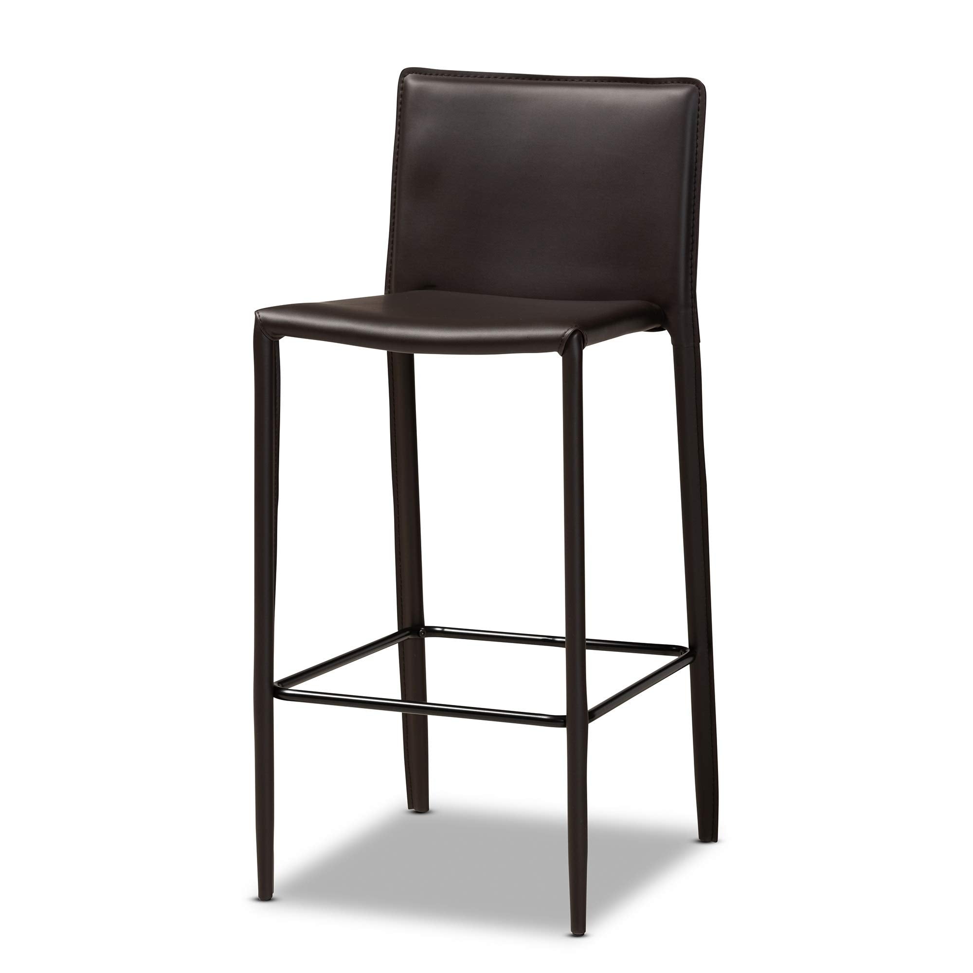 Baxton Studio Contemporary Brown Faux Leather Upholstered 4-Piece Bar Stool