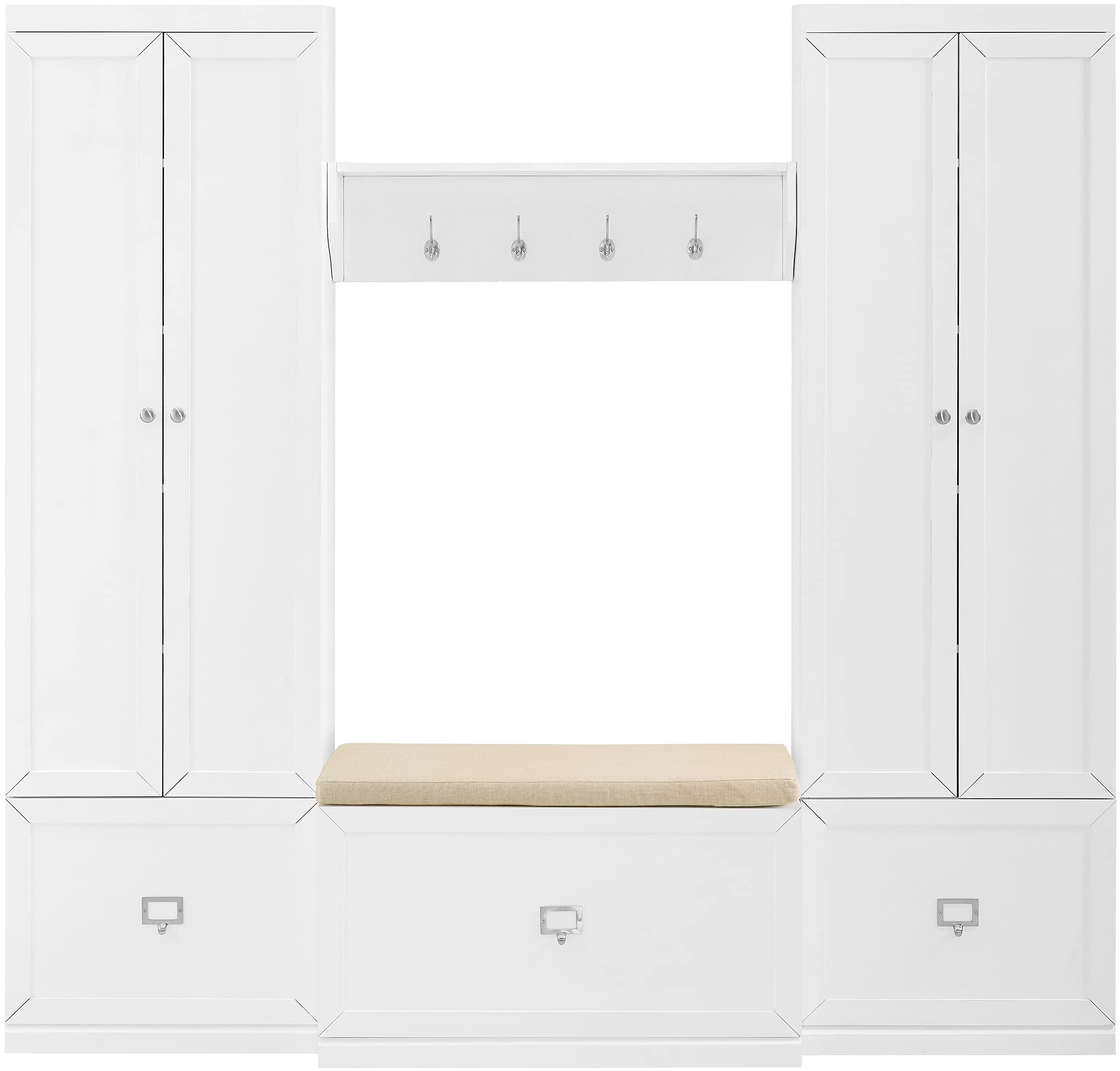 Crosley Furniture Harper 4-Piece Storage Cabinet, Shoe Rack Bench, And Wall Shelf Set With Coat Hooks - Thumbnail 2