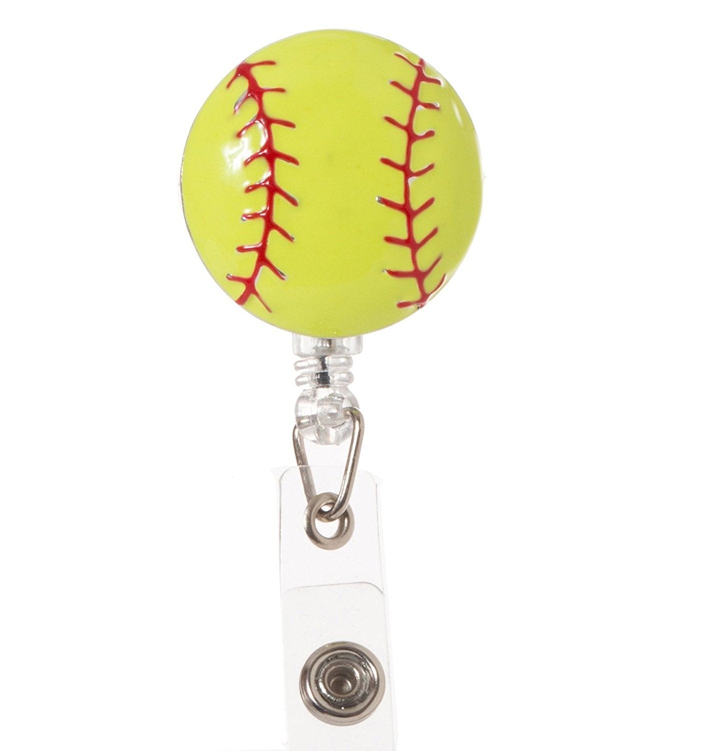 Yellow Softball Retractable Id Badge Reel With Clip For Coaches & Sports Personnel