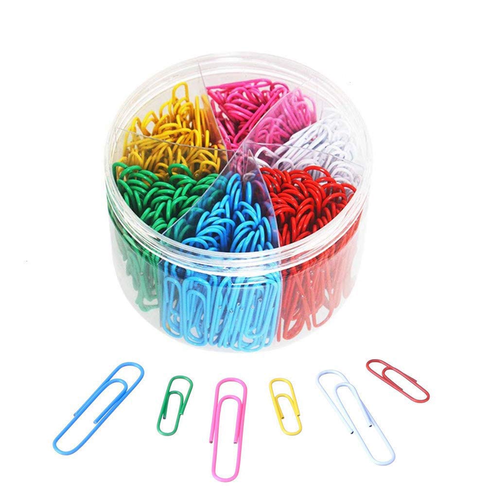 Paper Clips, Ouhl 450 Pieces Colored Paperclips, Medium 28Mm And Jumbo Sizes 50Mm, 6 Assorted Colors Office Clips For School Per