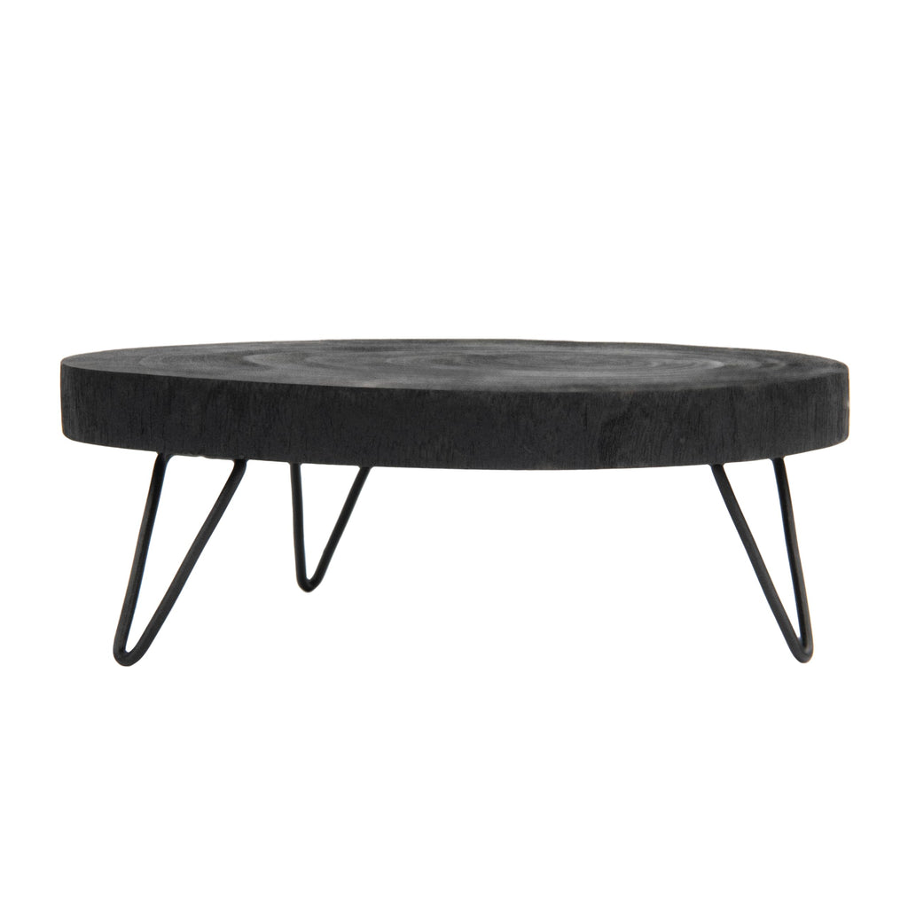 Creative Co-Op Decorative Paulownia Wood Pedestal, Black, 11''