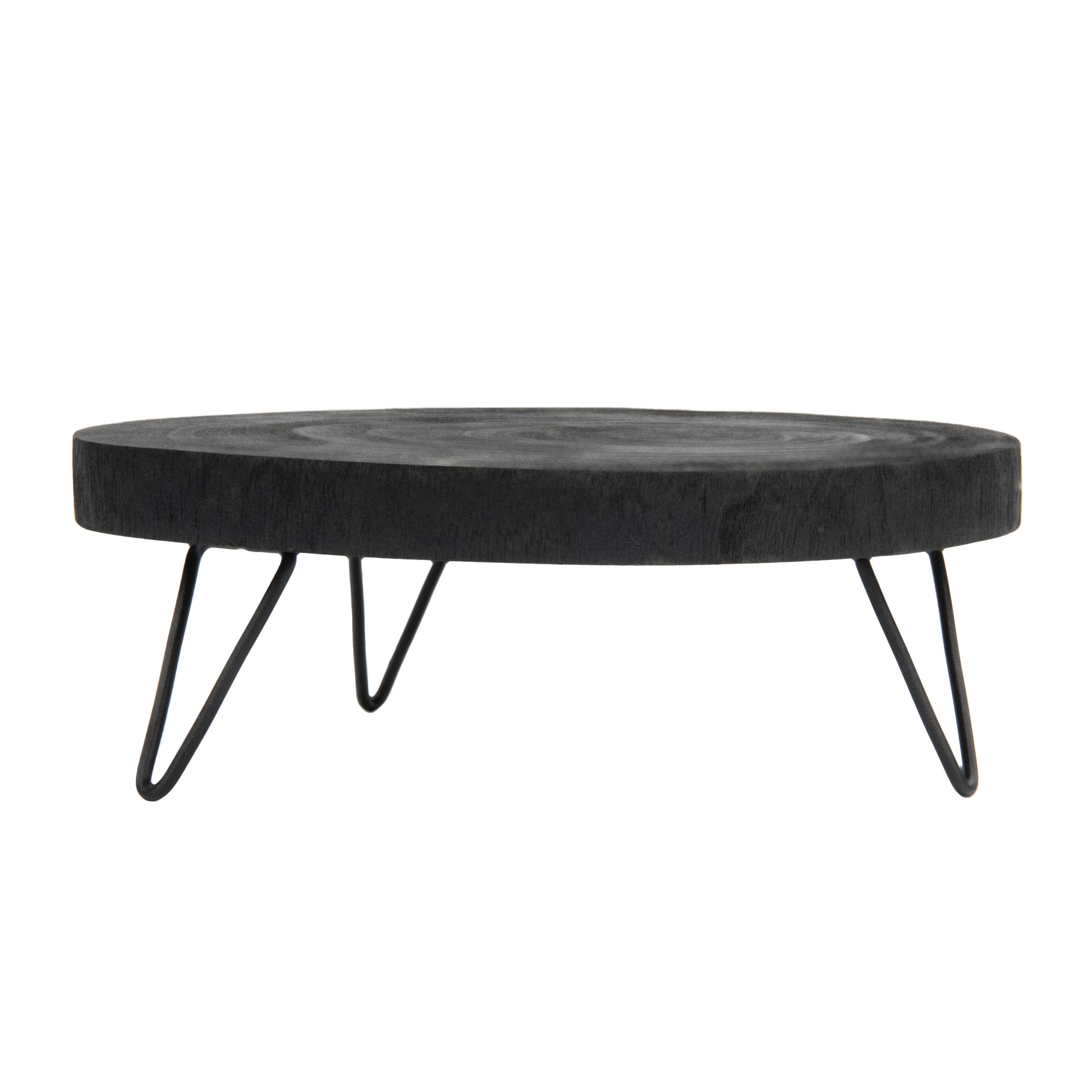 Creative Co-Op Decorative Paulownia Wood Pedestal, Black, 11''