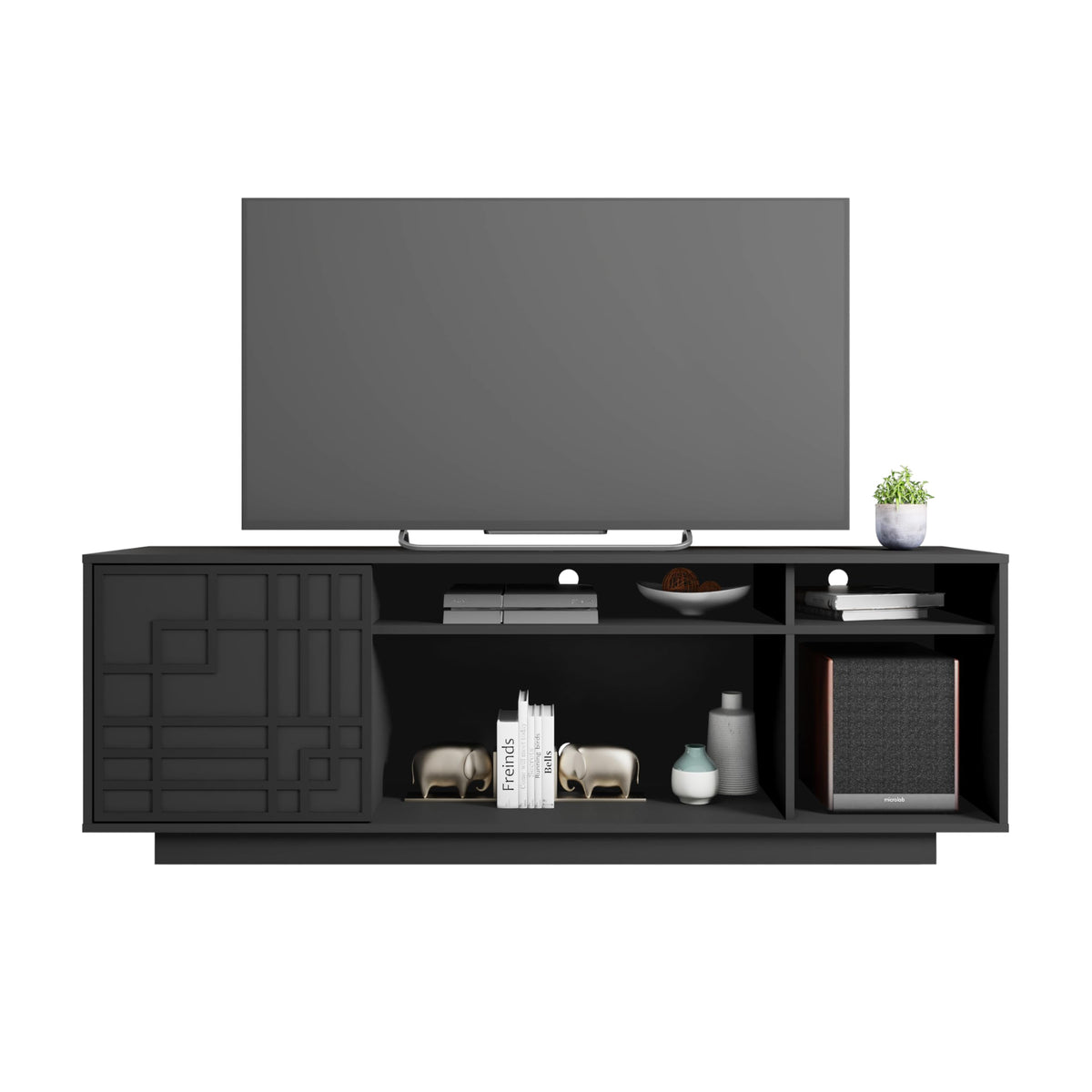 Techni Mobili Contemporary Screen 70” When Measured Diagonally Tv Stand, Black
