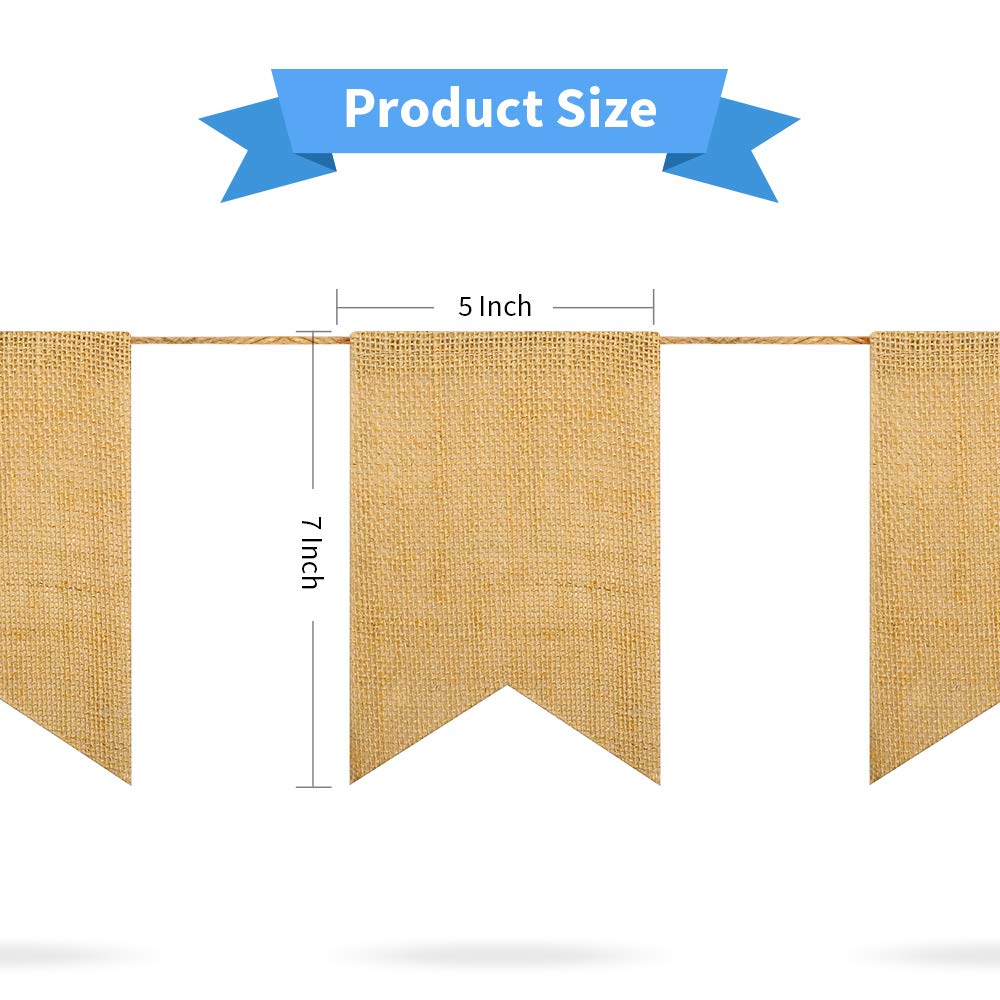 Leobro 48 Pcs Burlap Banner, 30 Ft Swallowtail Flag, Diy Decoration For Holidays, Wedding, Camping, Party, New Year Decorations,