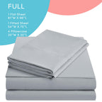 Comfort Spaces Coolmax Moisture Wicking Sheet Set Soft, Fade Resistant, All Elastic Deep Pocket Fits Up To 16' Mattress - Warm Weather Cooling Sheets For Night Sweats, Full, Grey, 4 Piece