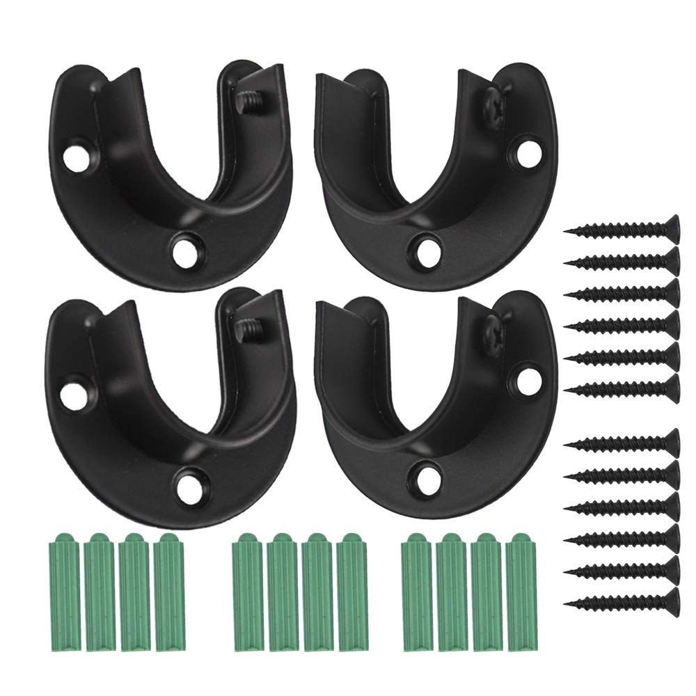 ZipSeven 1-5/16 Shower Closet Rod Holder Set U Shaped Hanging Rod Flange Socket Heavy Duty Curtain Pole Bracket Supports Stainle