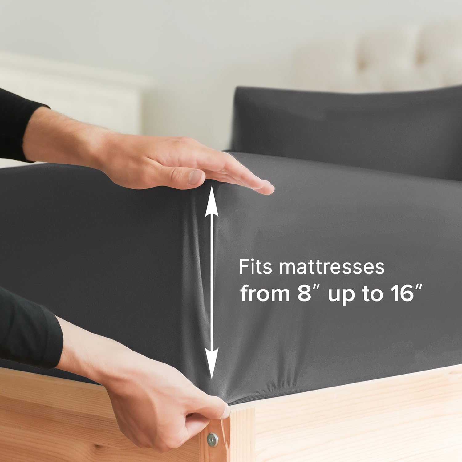 Twin Xl Size Fitted Bed Sheet - Hotel Luxury Single Fitted Sheet Only - Fits Mattress Up To 16' - Soft, Wrinkle Free, Breathable Sheet For Women, Men, Kids & Teens - Dark Grey Single Fitted Sheet