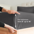 Twin Xl Size Fitted Bed Sheet - Hotel Luxury Single Fitted Sheet Only - Fits Mattress Up To 16' - Soft, Wrinkle Free, Breathable Sheet For Women, Men, Kids & Teens - Dark Grey Single Fitted Sheet