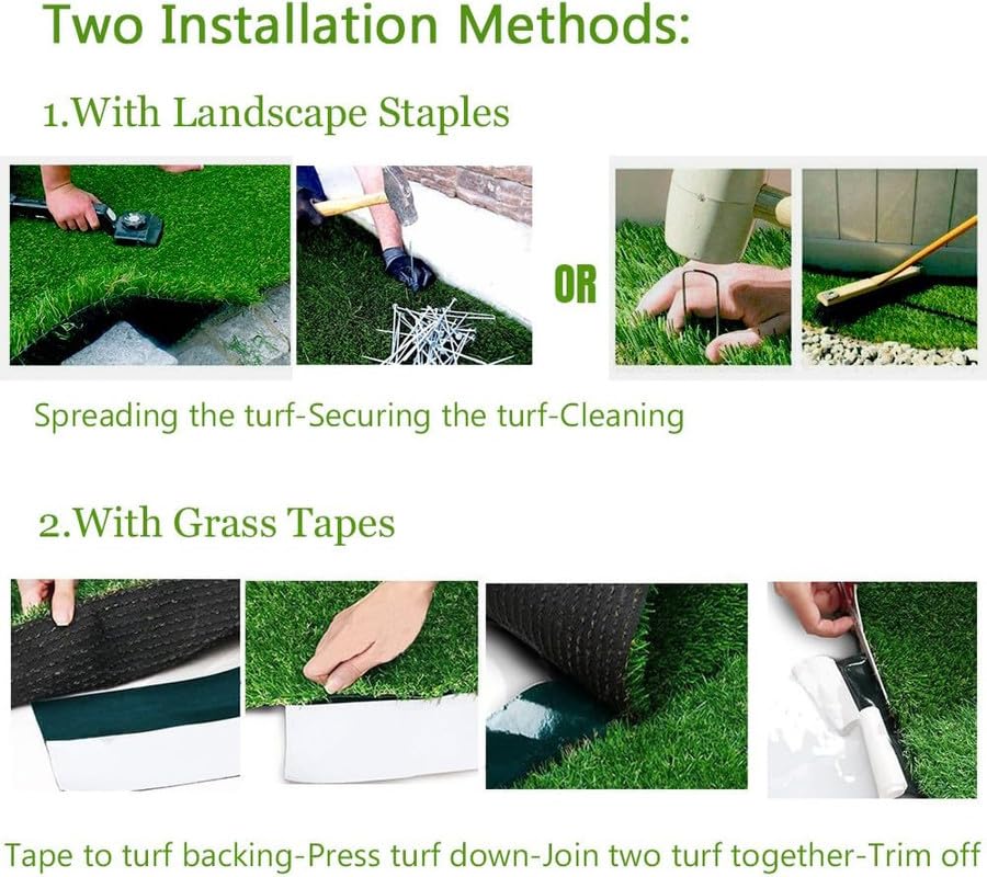 Petgrow Realistic Artificial Grass Rug 15Ftx30Ft, Customized Size Indoor Outdoor Garden Lawn Landscape Synthetic Grass Mat - Thi