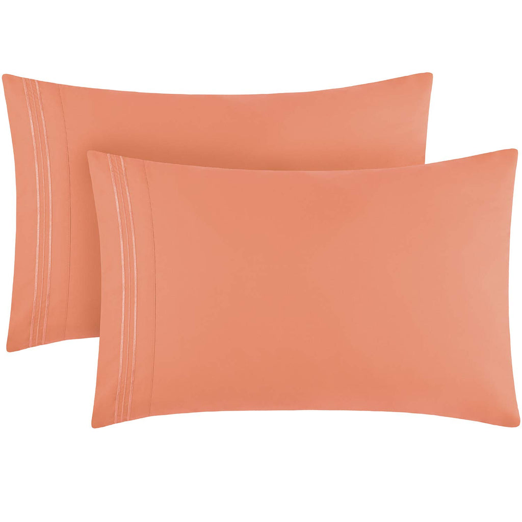 Mellanni Pillow Cases Standard Size Set Of 2 - Pillow Covers - Hotel Luxury Bedding Sheets & Cooling Pillowcases - Wrinkle, Fade, Stain Resistant (Set Of 2 Standard/Queen Size 20' X 30', Coral)
