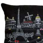 HomeRoots Grey 24' Black and White Paris Nighttime Skyline Standard Lumbar Decorative Pillow