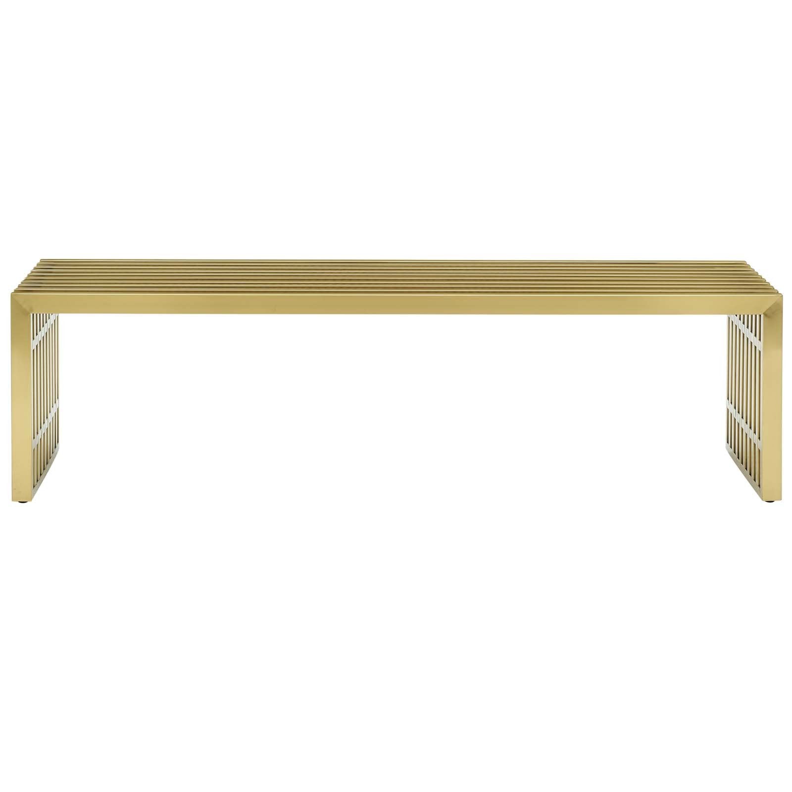 Modway Gridiron Gold Stainless Steel Large Bench, 60 Contemporary Modern Design