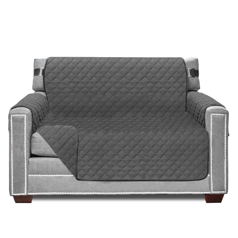 Sofa Shield Patented Chair Slip Cover, Large Cushion Protector, Reversible Stain And Dog Tear Resistant Slipcover, Quilted Microfiber 48” Seat, Washable Covers For Dogs Pets Kids, Charcoal