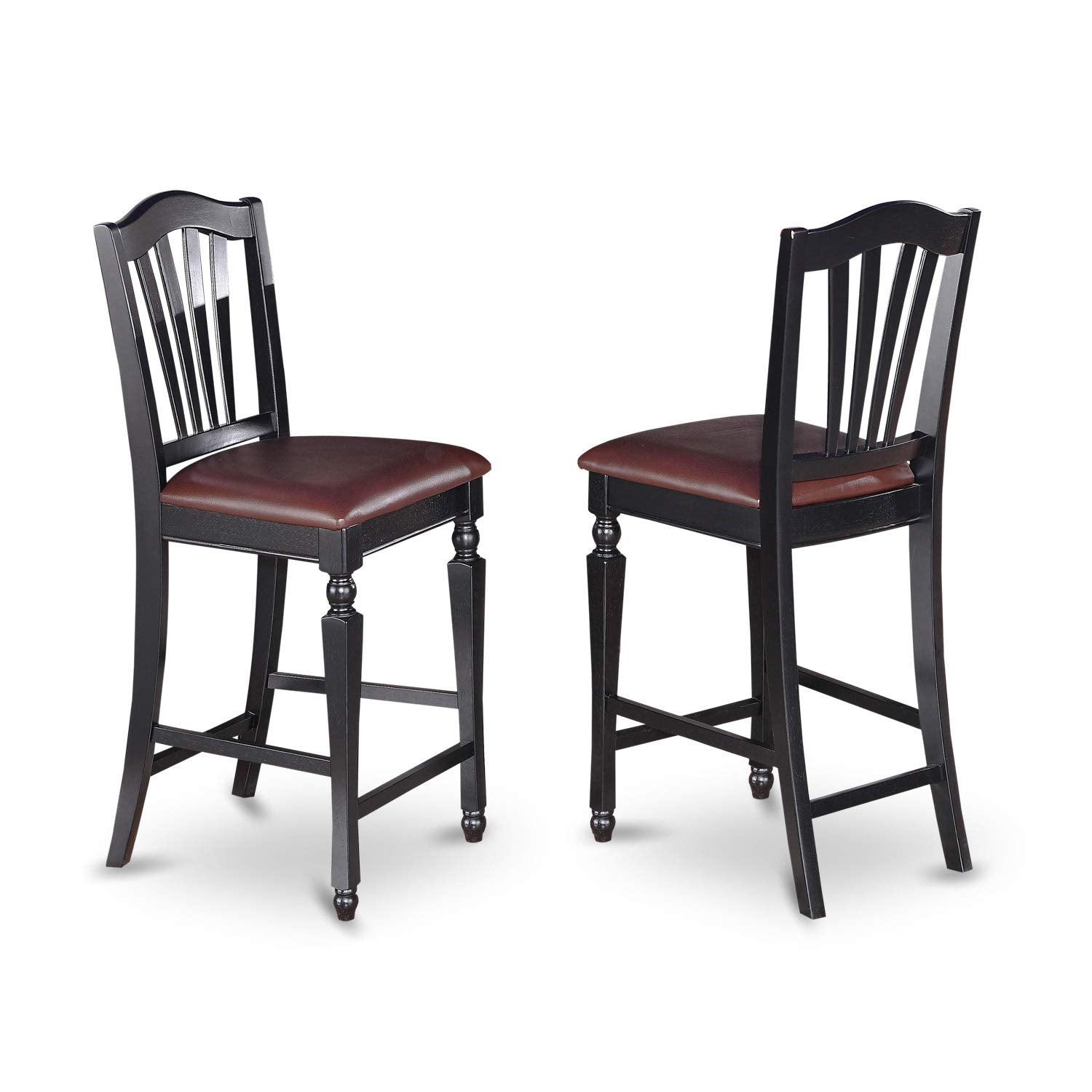 East West Furniture Chelsea Stools With Faux Leather Upholstered Seat, 24" Seat Height