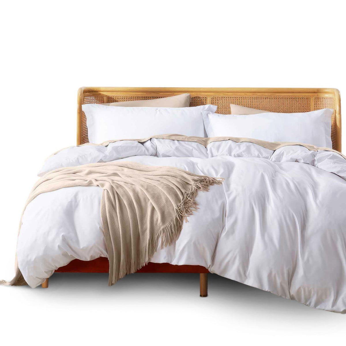 Nestl White Duvet Cover Queen Size - Soft Double Brushed Queen Duvet Cover Set, 3 Piece, With Button Closure, 1 Duvet Cover 90X9
