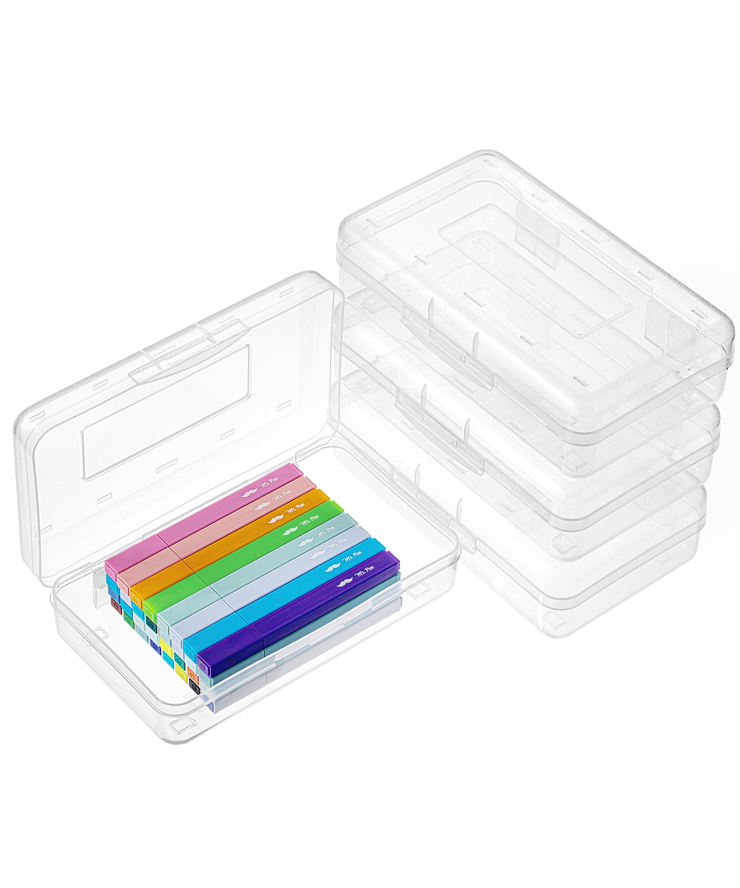 Mr. Pen- Plastic Pencil Box Case, 4 Pack, Clear, Crayon Box, Clear Pencil Case For Kids, School Supply