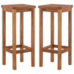 vidaXL Solid Acacia Wood Bar Chairs - Set of 2, Brown - Weather Resistant, Easy to Assemble, Farmhouse/Retro Style, Comfortable Footrest