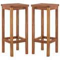 vidaXL 2X Solid Wood Bar Stool Foldable Patio Outdoor Garden Chair Seat Dining
