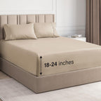 Extra Deep Pocket King Sheets - 4 Piece Breathable & Cooling Bed Sheets - Hotel Luxury Bed Sheet Set - Soft, Wrinkle Free & Comfy - Easily Fits Extra Deep Mattresses - Deep Pocket Cream Sheets Set