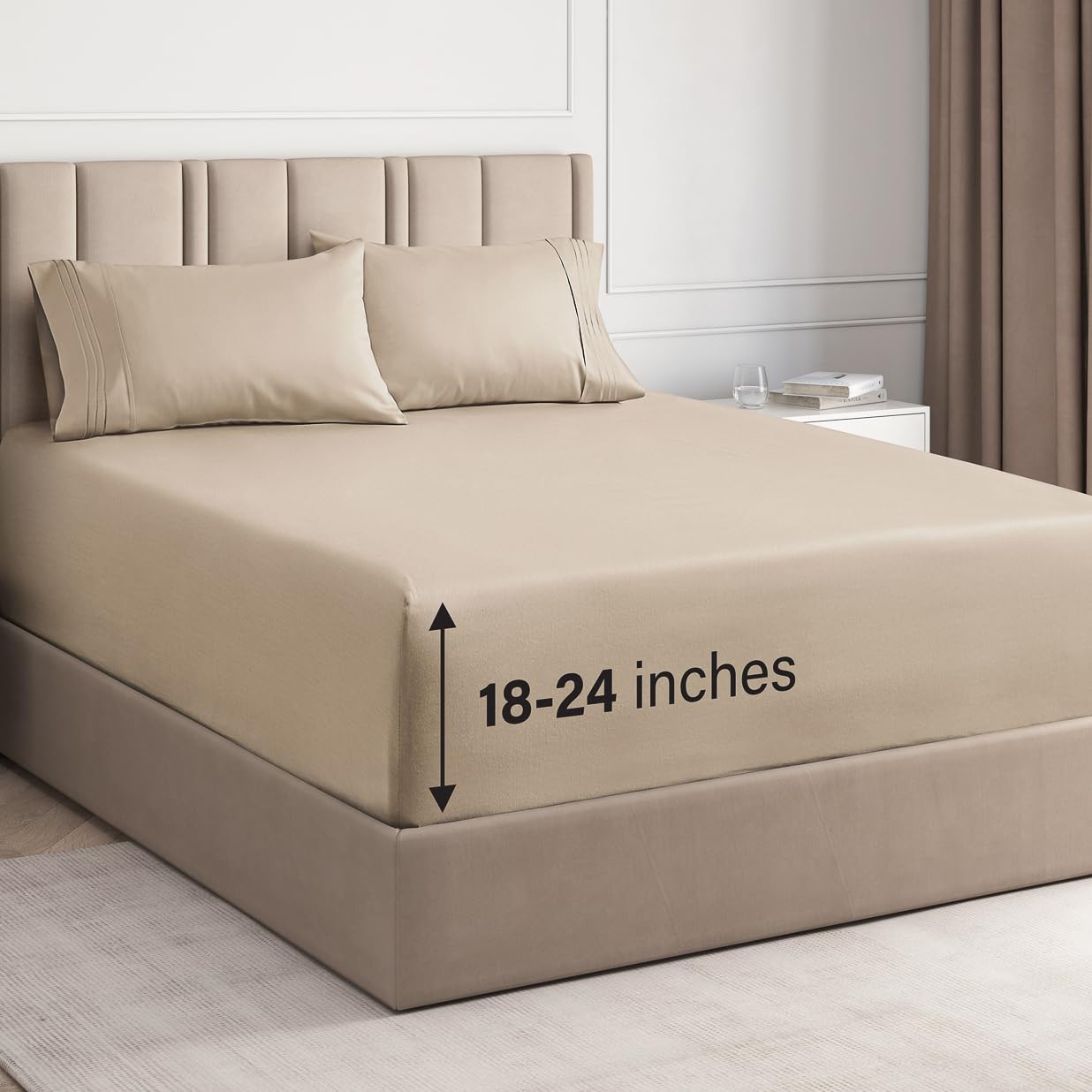 Extra Deep Pocket King Sheets - 4 Piece Breathable & Cooling Bed Sheets - Hotel Luxury Bed Sheet Set - Soft, Wrinkle Free & Comfy - Easily Fits Extra Deep Mattresses - Deep Pocket Cream Sheets Set