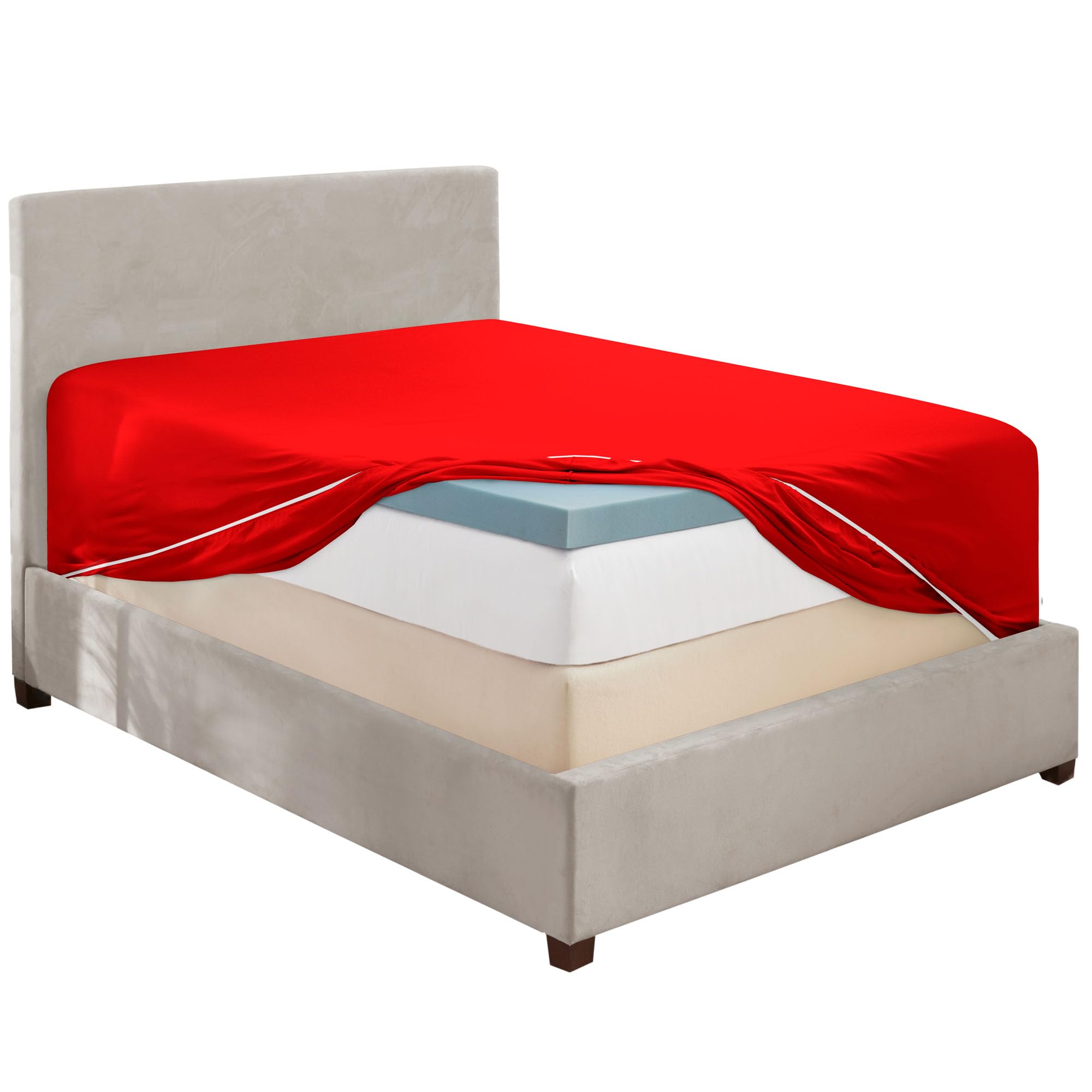 Hearth & Harbor Extra Deep Pocket King Fitted Sheet, Burgundy Fitted Sheet King Size, 1800 Microfiber King Fitted Sheet Only, Soft King Bed Fitted Sheet Fits Up To 24 '' Mattress