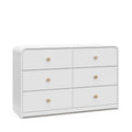 STORKCRAFT Santos 6 Drawer Bedroom Dresser (White & Natural) - GREENGUARD Gold Certified Dresser for Kids Bedroom with Interlock