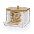 Hipiwe Acrylic Q-Tip Holder with Lid - Clear Q-Tips Dispenser Bathroom Containers Canister Cotton Swab Holder Bathroom Counterto