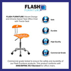 Flash Furniture Elliott Vibrant Orange and Chrome Swivel Task Office Chair with Tractor Seat