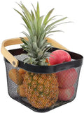 Medigo Shelf Adjustable Sink Drawer Cabinet Mesh Fruit Kitchen Vegetable Storage Organizer Basket With Bamboo Handle Storage Bas