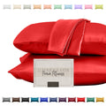 Elegant Comfort Silky And Luxurious 2-Piece Satin Pillowcase Set For Healthier Skin And Hair, Hidden Zipper Closure And Beautifully Packaged, Satin Pillowcase Set, King, Red