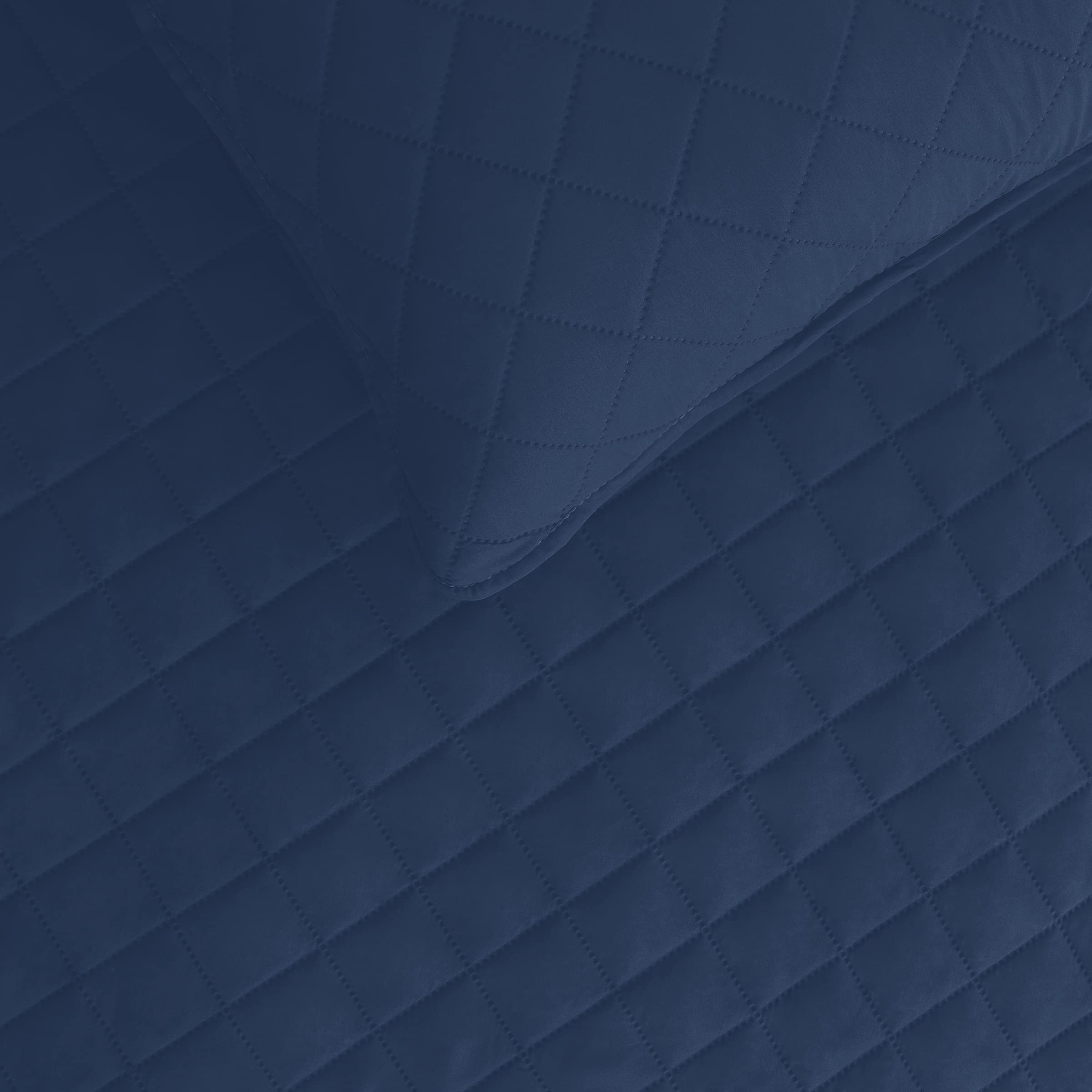 Easy-Going Full/Queen Size Reversible Quilt Set With 1 Quilt And 2 Pillow Shams, Soft Bed Quilt Cover, Water Resistant Lightweight Microfiber Bedspread, Stain Resistant, Dark Blue/Light Blue