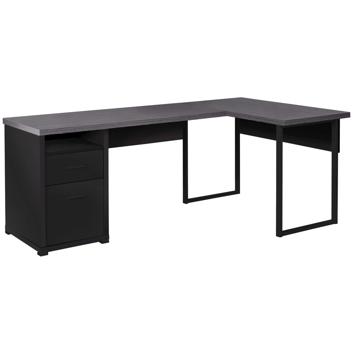 HomeRoots Office 47.25-inch x 78.75-inch x 30-inch Black, Grey, Particle Board, Hollow-Core, Metal - Computer Desk