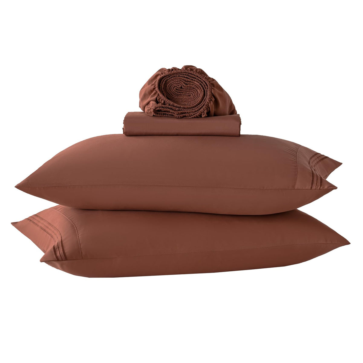 Terracotta King Size Bed Sheets Set-Deep Pocket Bedding Sheets & Pillowcases-Hotel Luxury- Cooling Microfiber Bedsheets 4 Piece