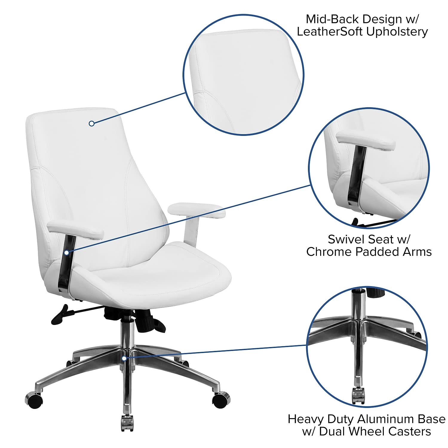Flash Furniture Hansel Mid-Back Office Chair - Thumbnail 3