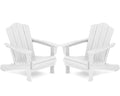 Kingyes Folding Adirondack Chair Set Of 2, Hdpe All-Weather Folding Adirondack Chair, White