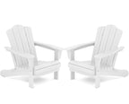 Kingyes Folding Adirondack Chair Set Of 2, Hdpe All-Weather Folding Adirondack Chair, White