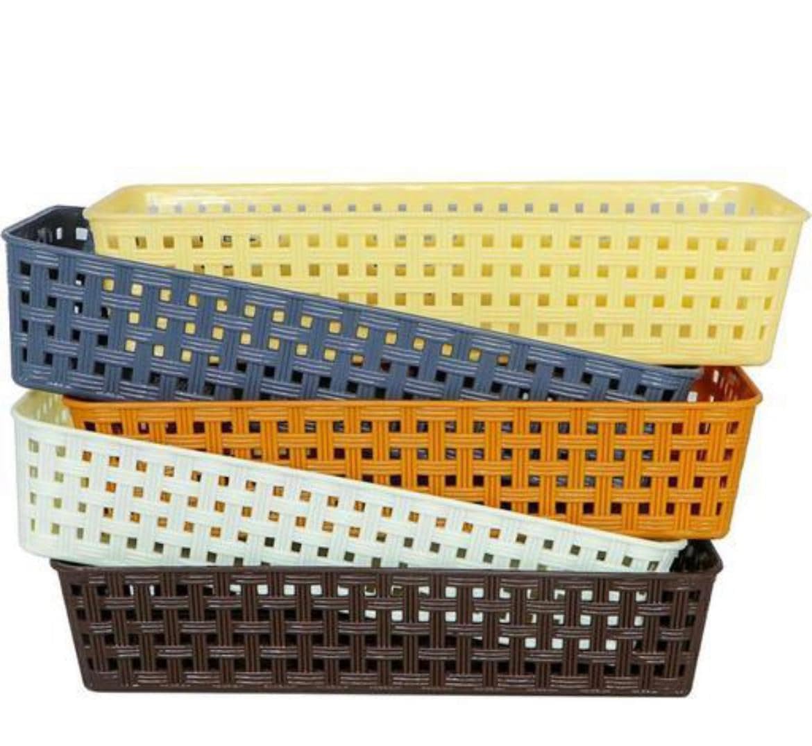 Tartamya Plastic Storage Basket Organizer Set, 6 Pieces, Multipurpose Desk Tray, Drawer Dividers For Office, Bathroom, Bedroom, 