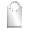 Howard Elliott 92042 Cosmopolitan Rectangular Vanity Mirror with Round Mirror Accent, Distressed Silver Leaf