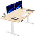 VIVO Electric 60 x 30 in Standing Desk, Memory Height Adjustment, 1B Series, Holds 220 lbs, Light Wood Top White Frame, DESK-KIT