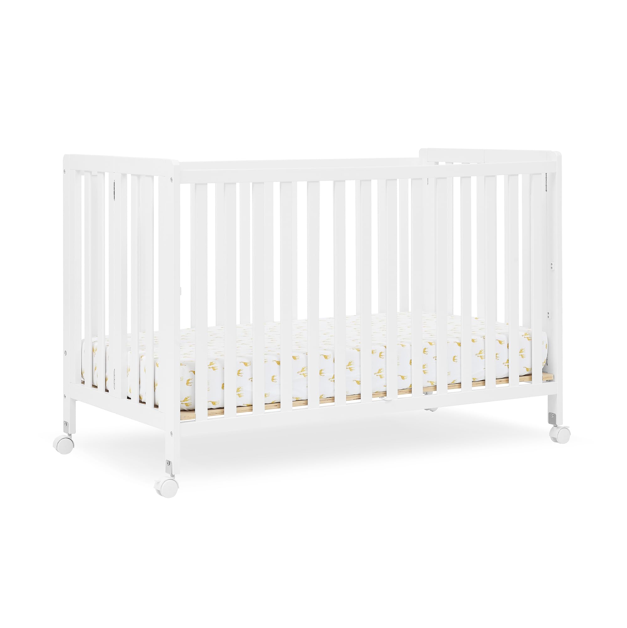 Delta Children Simmons Kids Aria Full Size Portable Folding Crib - Greenguard Gold Certified, Bianca White
